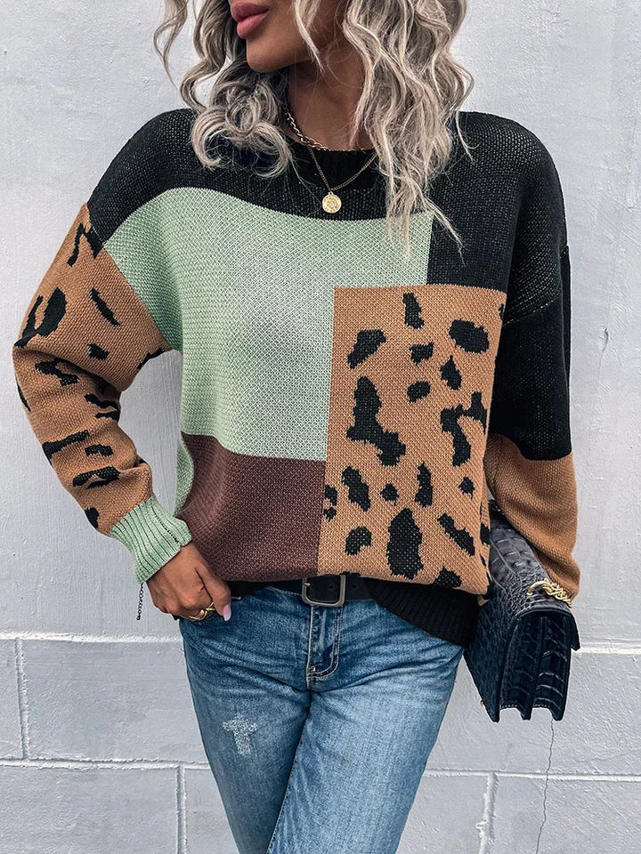 Irmgard - Vintage Leopard Patchwork Sweater
