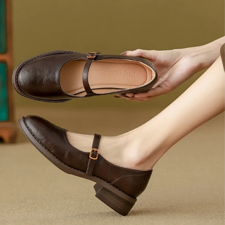 Donia - Comfortable Leather Shoes With Strap