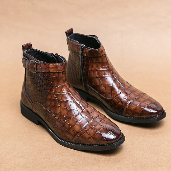 Coetzee – Faux Leather Ankle Boots With Buckle