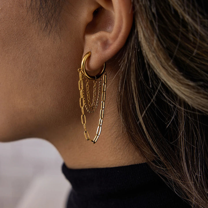 Neida - Chainfall Studio Hoop Earrings