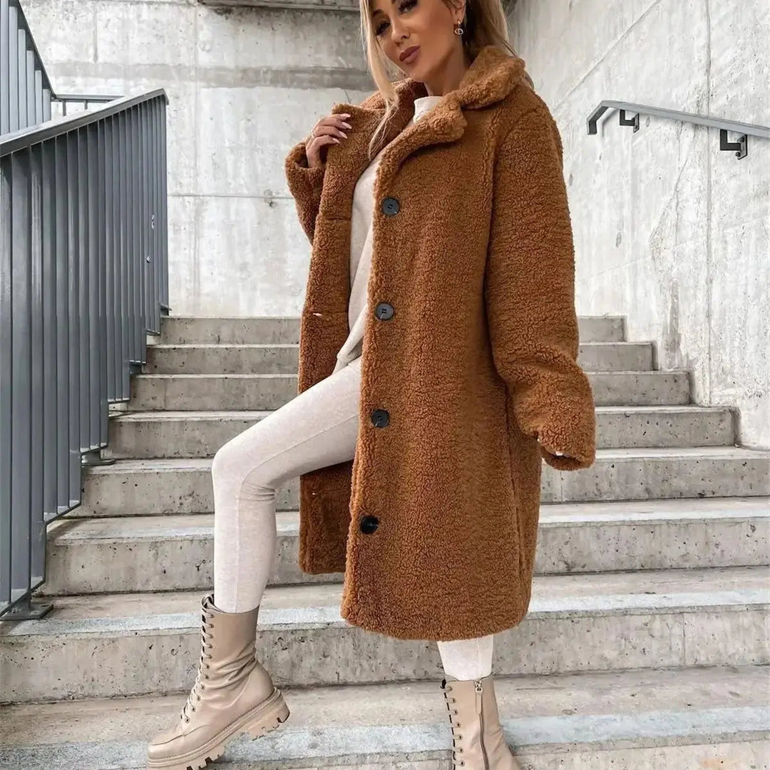 Gwenna - Teddy Plush Button Up Coat