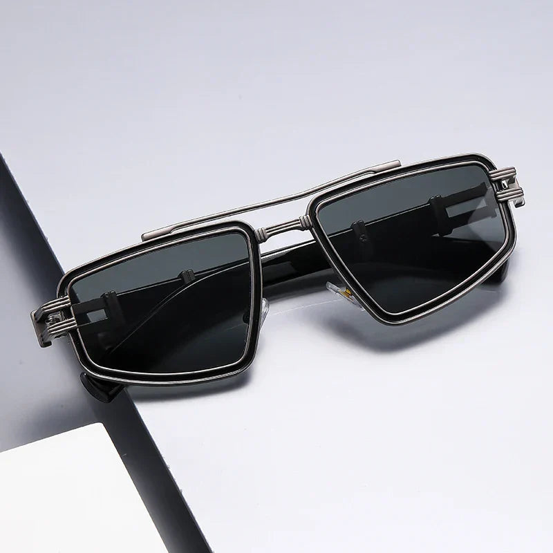Jerold - Narrow Geometric Metal Frame Sunglasses