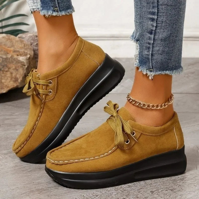 Tonja – Lace Up Suede Shoes With Non Slip Sole