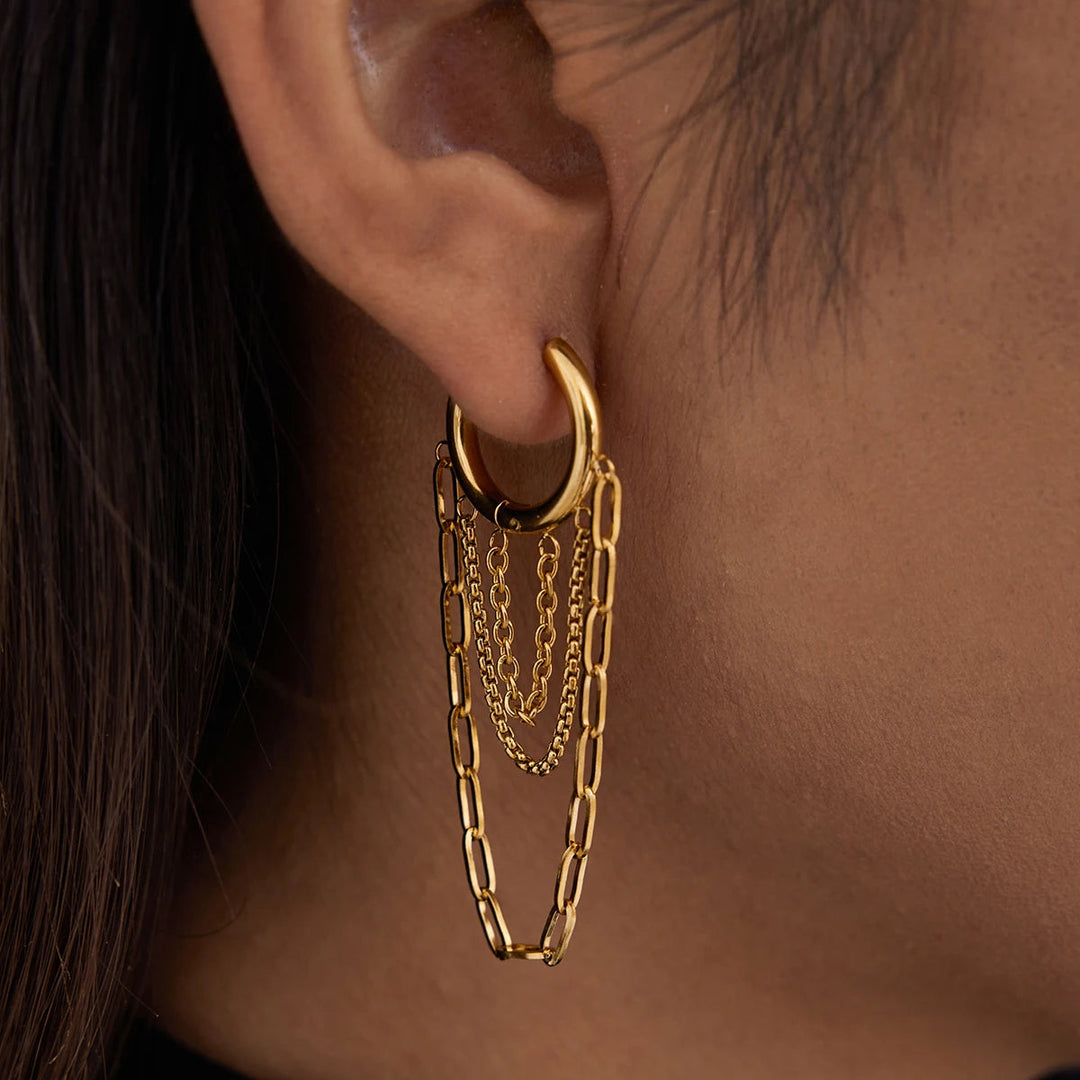 Neida - Chainfall Studio Hoop Earrings