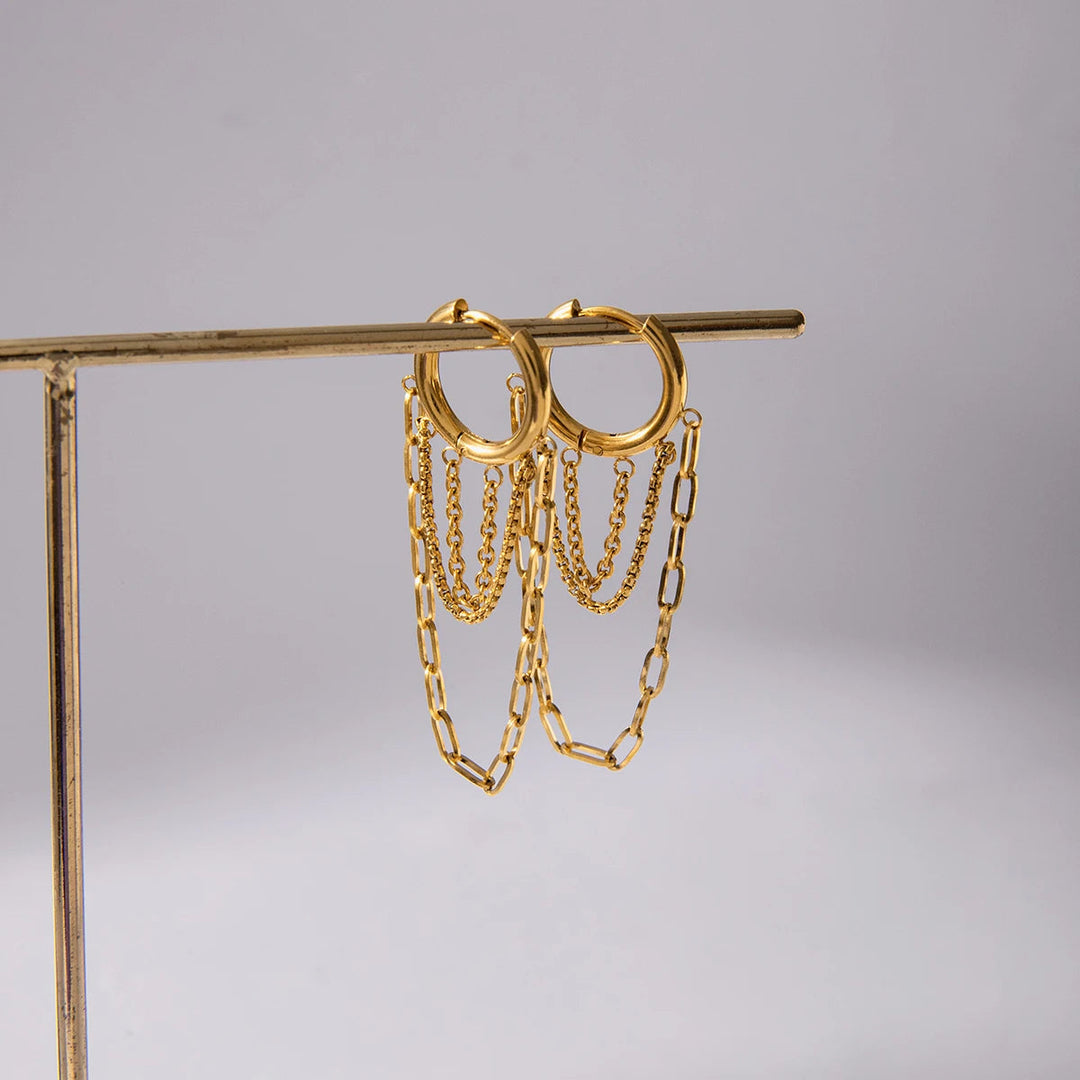 Neida - Chainfall Studio Hoop Earrings