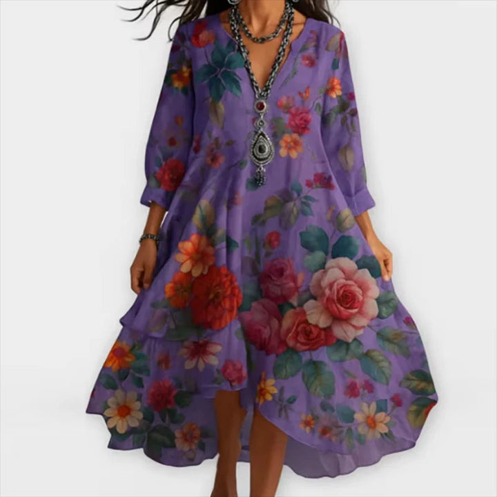 Shanae - Elegant Floral Midi Dress
