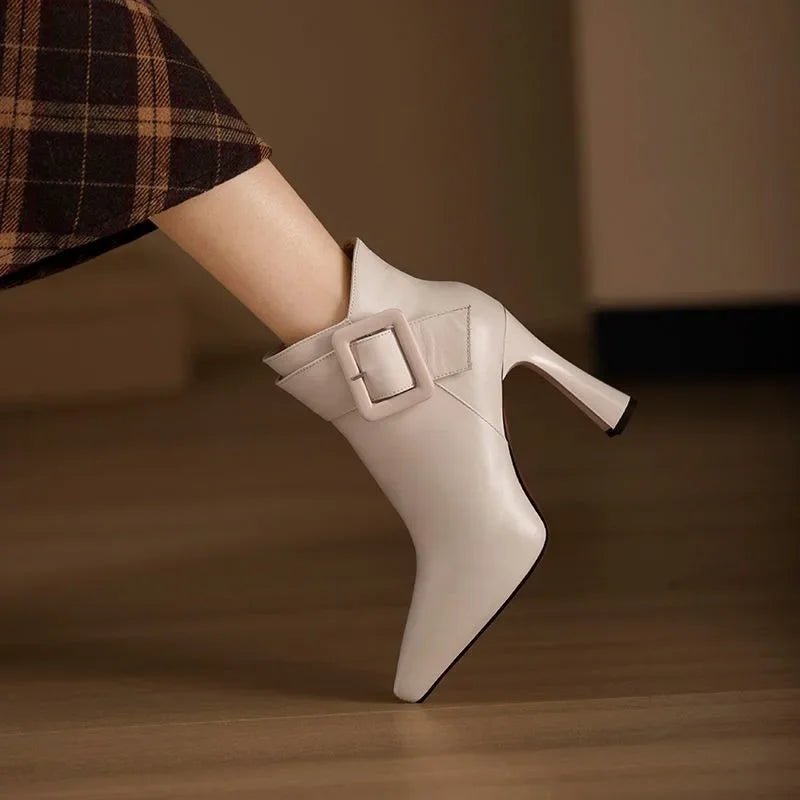 Arielah - Pointed-Toe Boots With Buckle Strap