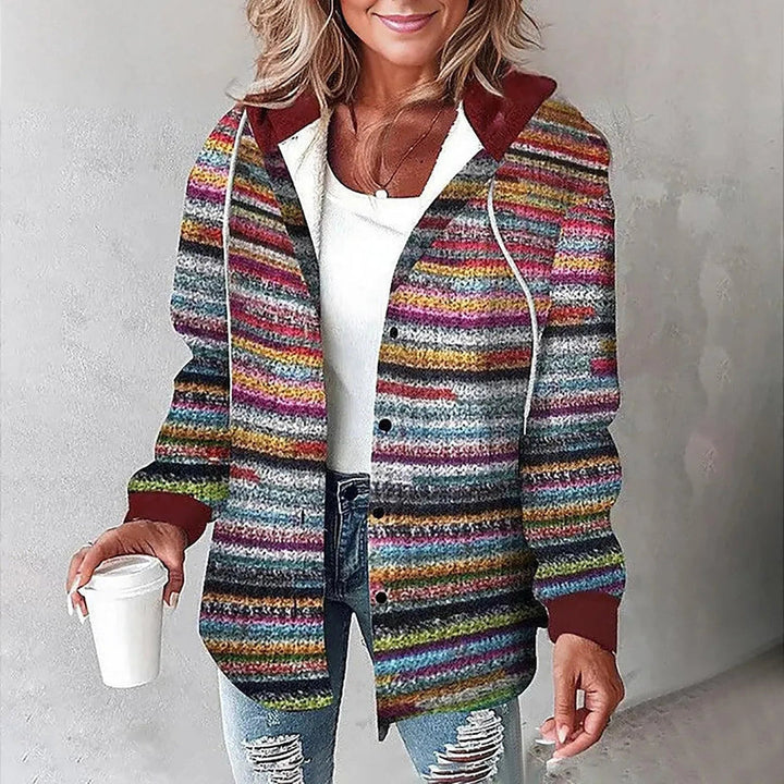 Geneiova - Jacket With Plaid Pattern and Drawstring Hood