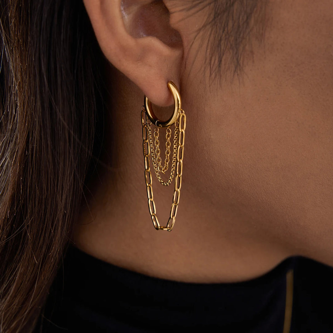 Neida - Chainfall Studio Hoop Earrings