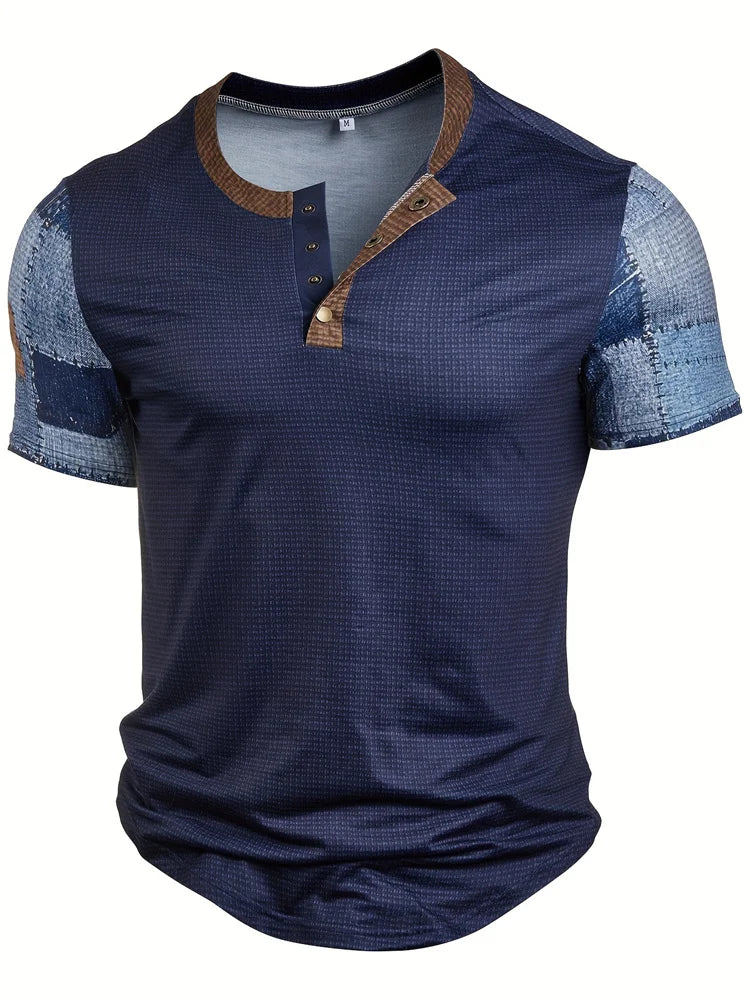 Edson - Stylish Patchwork Print Shirt