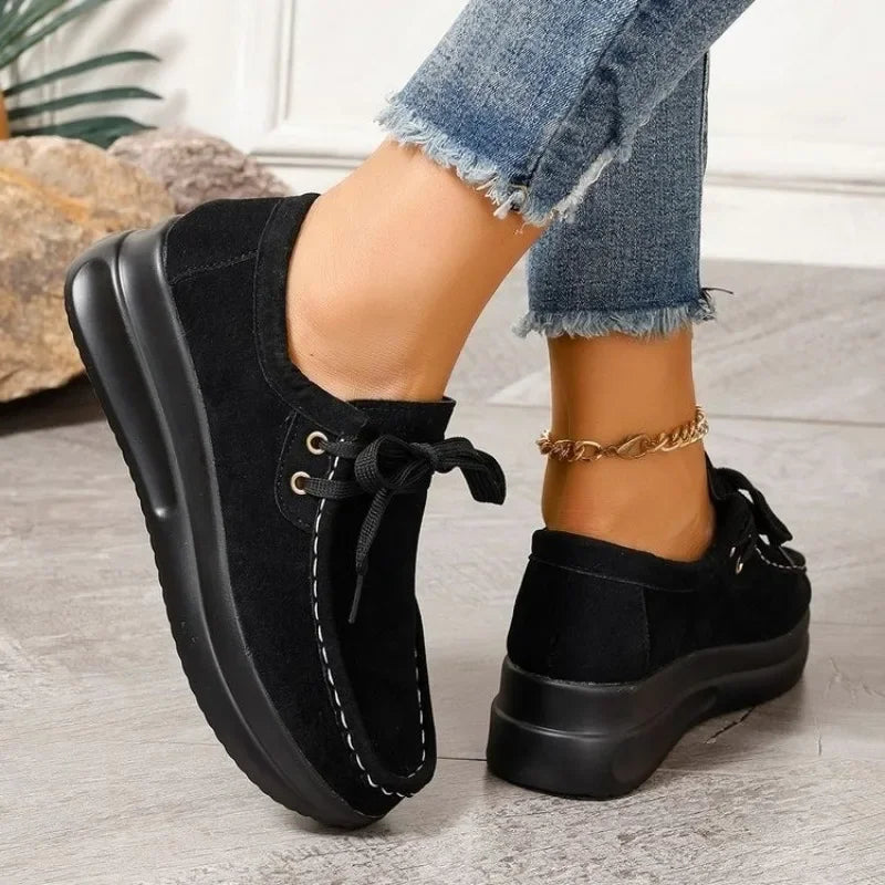Tonja – Lace Up Suede Shoes With Non Slip Sole