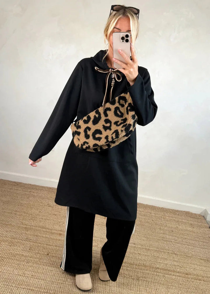 Michaella - Hooded Tunic Dress With Front Pockets