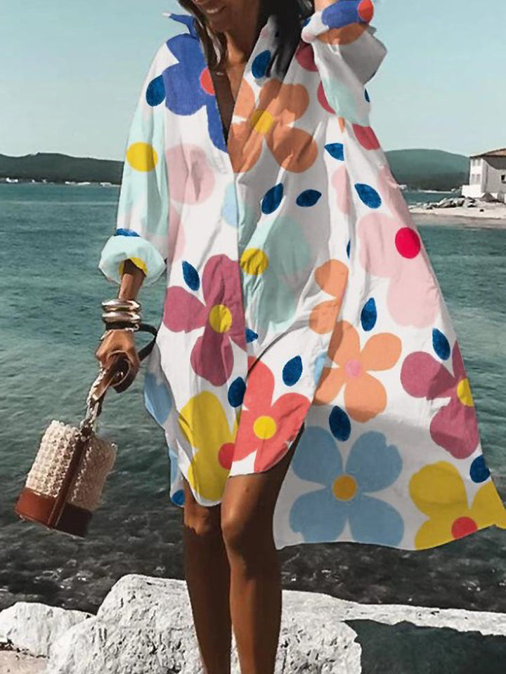 Calogera - Elegant Loose Fit Shirt Dress