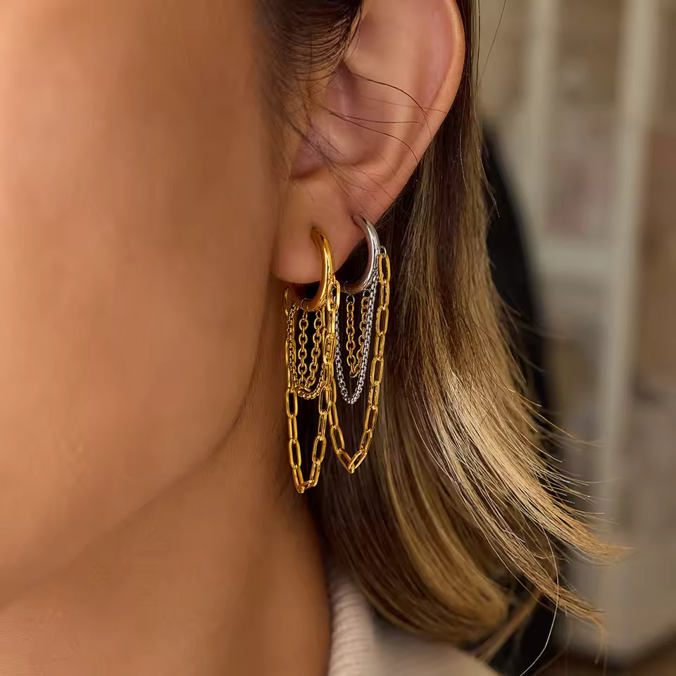 Neida - Chainfall Studio Hoop Earrings