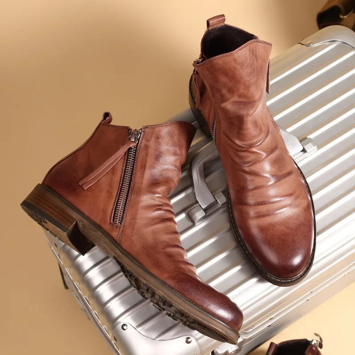 Antonio – Elegant Leather Boots With Zipper