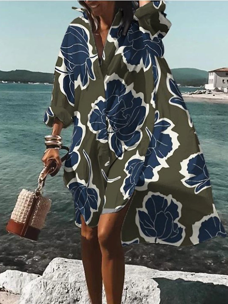 Calogera - Elegant Loose Fit Shirt Dress