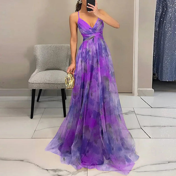 Guoda - Enchanting Floral Print Maxi Dress