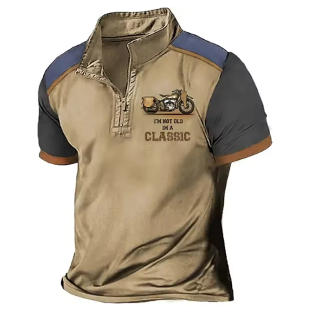 Scholte - Classic Motorcycle Half-Zip Polo T-Shirt