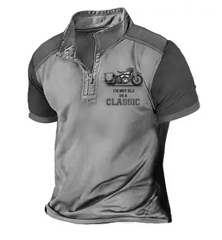 Scholte - Classic Motorcycle Half-Zip Polo T-Shirt