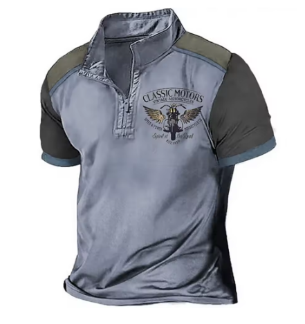 Scholte - Classic Motorcycle Half-Zip Polo T-Shirt