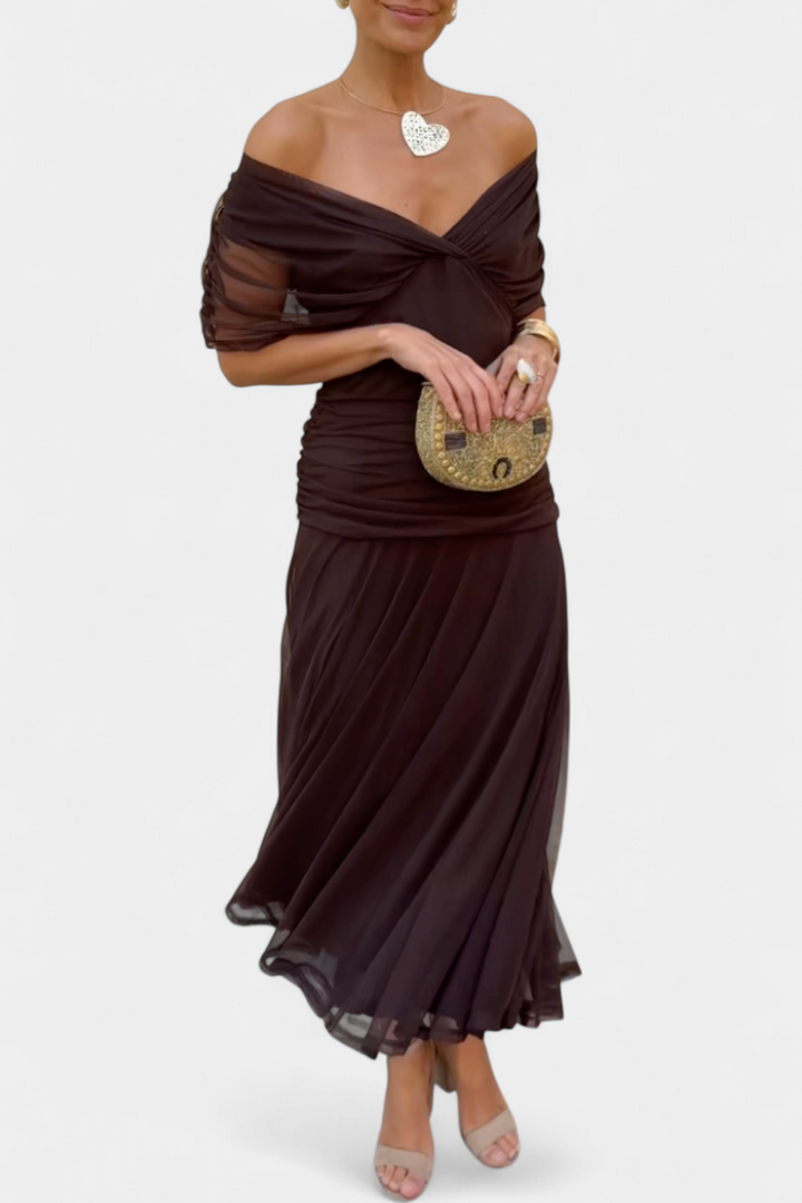 Rawan - Chiffon Off Shoulder Maxi Dress