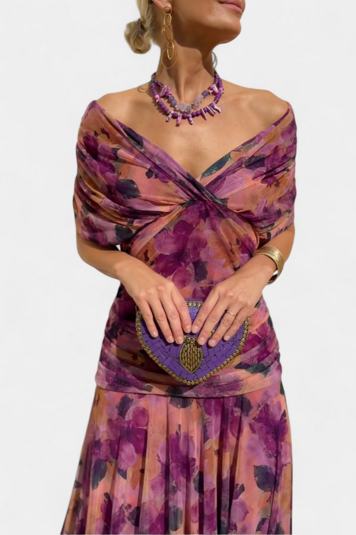 Rawan - Chiffon Off Shoulder Maxi Dress