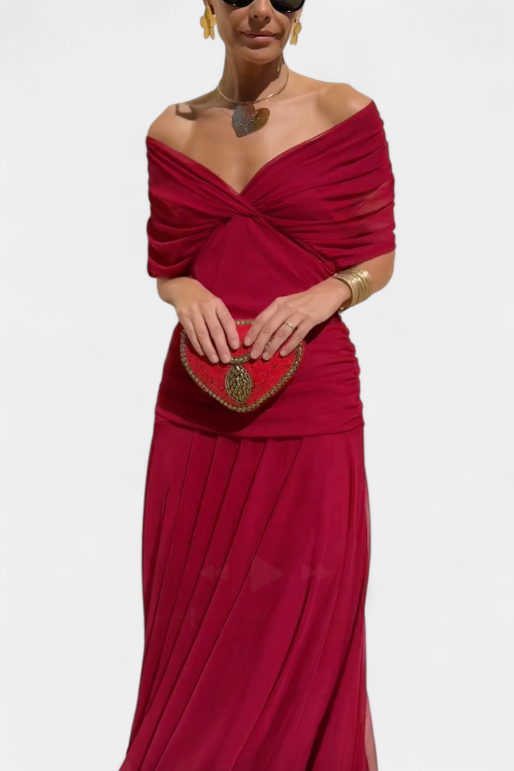 Rawan - Chiffon Off Shoulder Maxi Dress