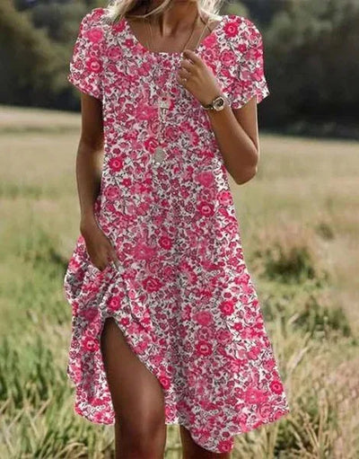 Giovana - Elegant Short Sleeve Midi Dress