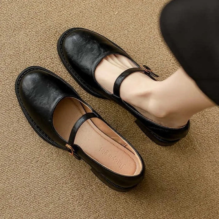 Donia - Comfortable Leather Shoes With Strap