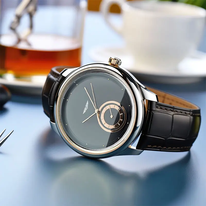 AurexTime - Classic Two Tone Gold Dial Leather Watch