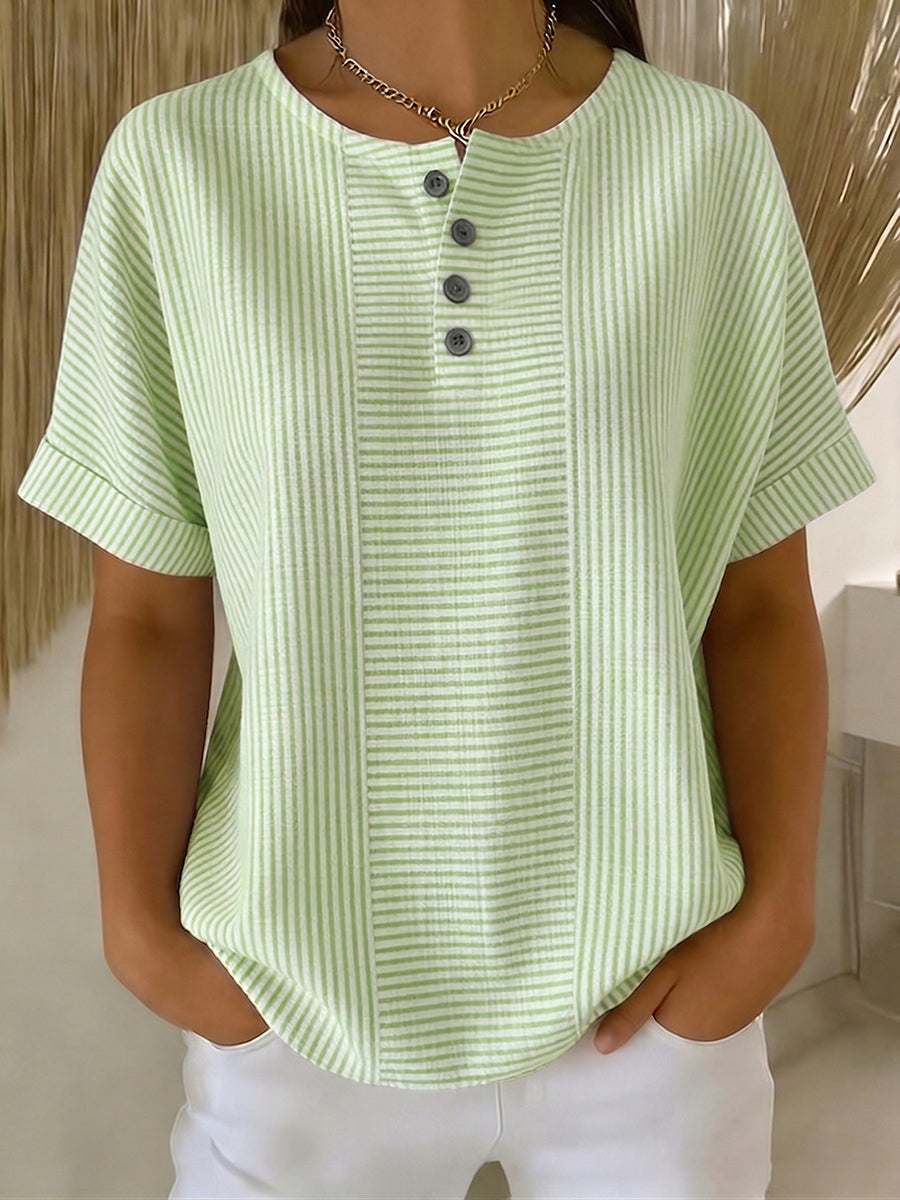 Ilenia - Elegant Striped Button Up Top