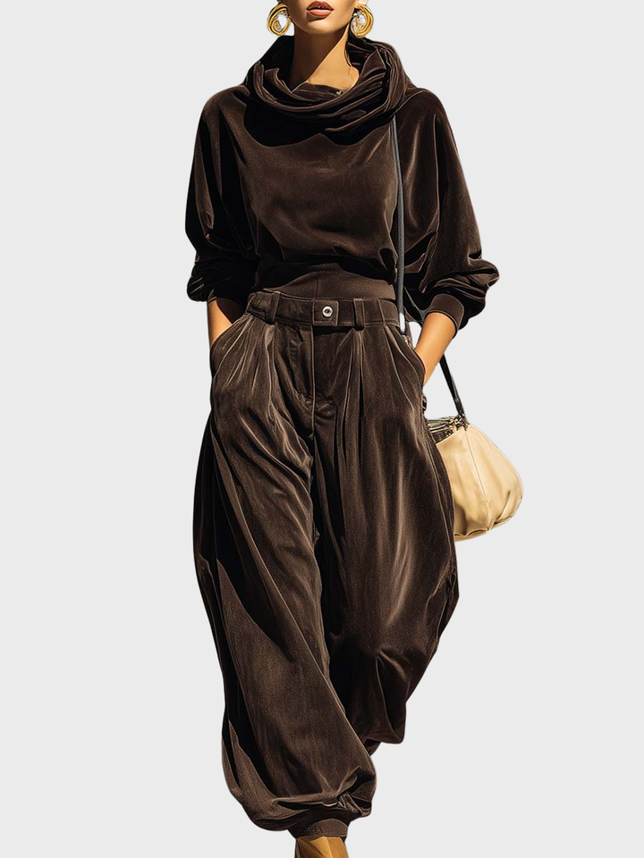 Skaidre - Vintage Velvet Hoodie And Loose Pant Set