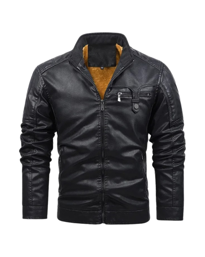 Dawid - Retro Leather Jacket With Fleece Lining