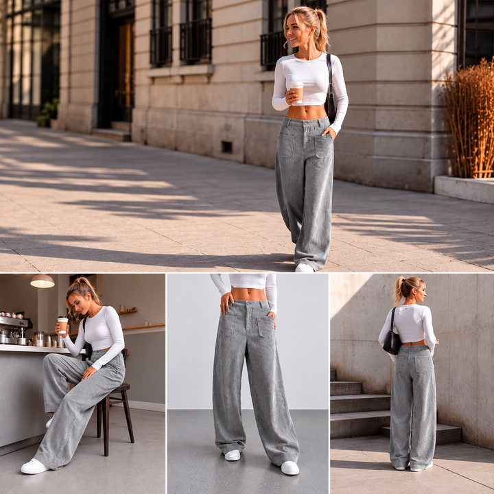 Serina - Wide Leg Trousers With Front Pockets