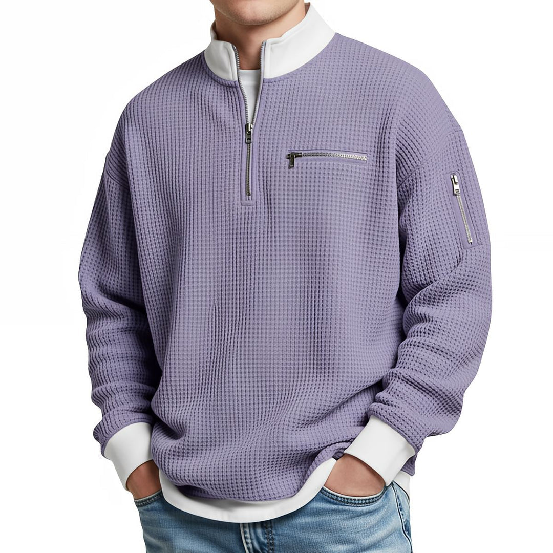 Osricen - Elegant Knit Sweater With Half Zip