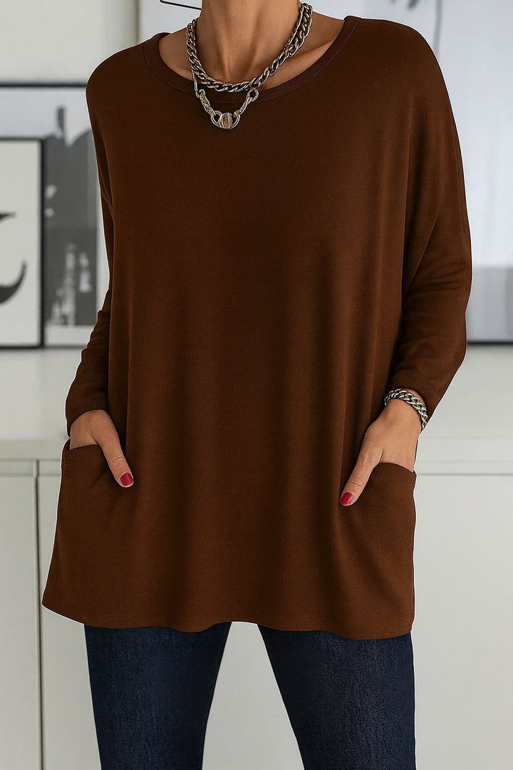 Heliurilda - Oversized Sweater With Round Neck and Pockets