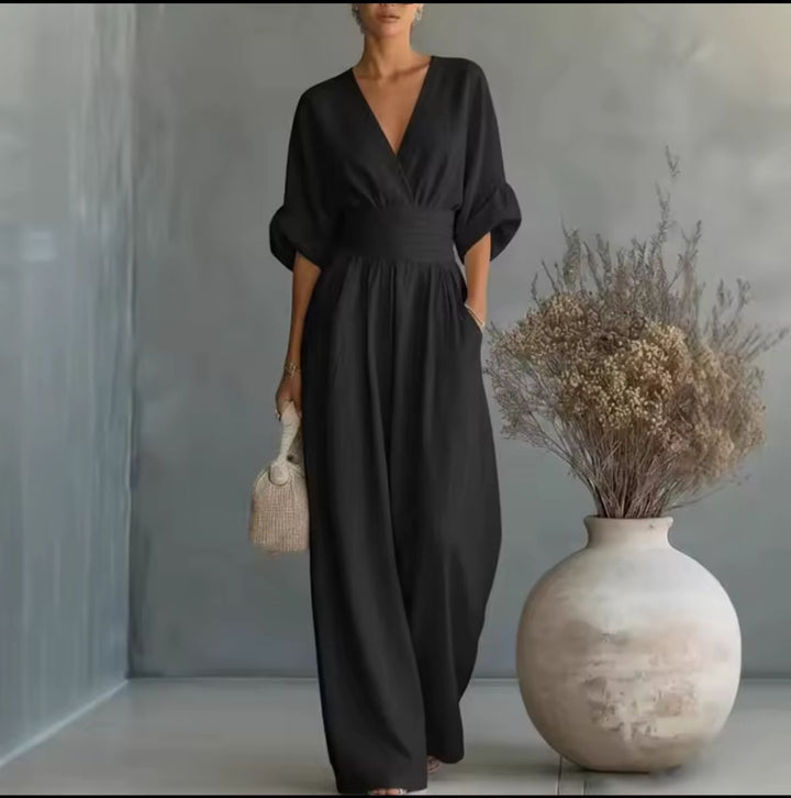 Aurore - Comfortable Jumpsuit WIth V-Neck