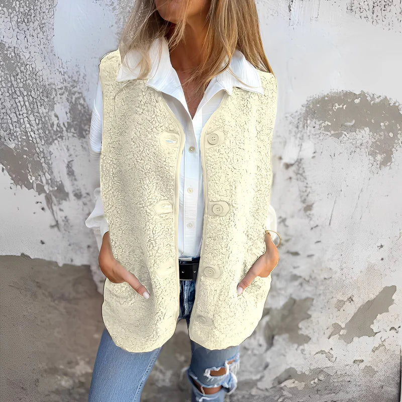 Jacklyn - Teddy Vest With Button