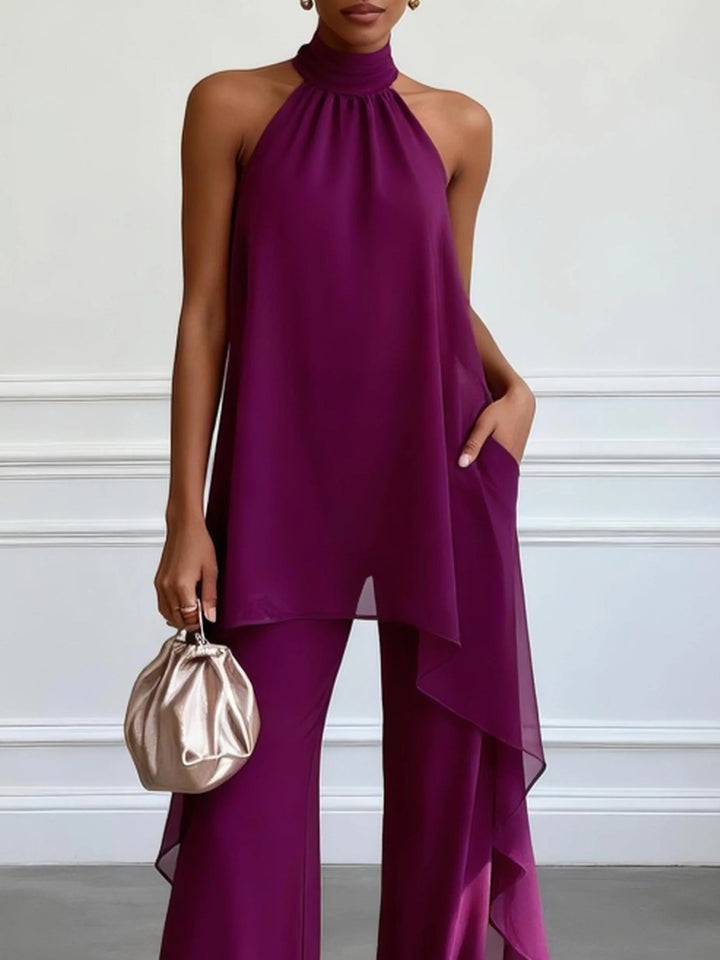 Victtoria - Elegant Halter Top With Pants