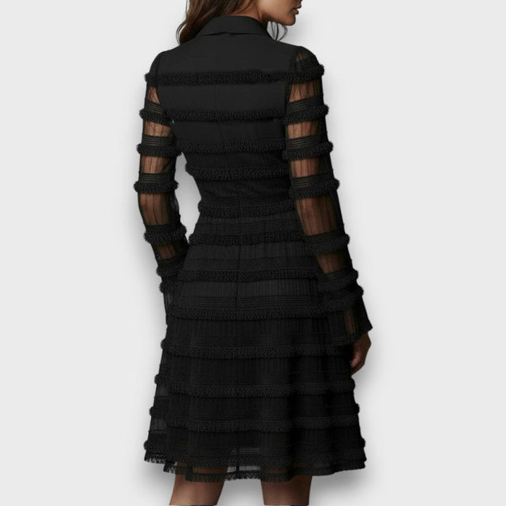 Myla -  Sheer Midi Dress with Fringe