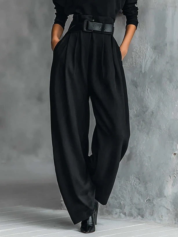 Melian - Turtleneck Wide Leg Belted Jumpsuit