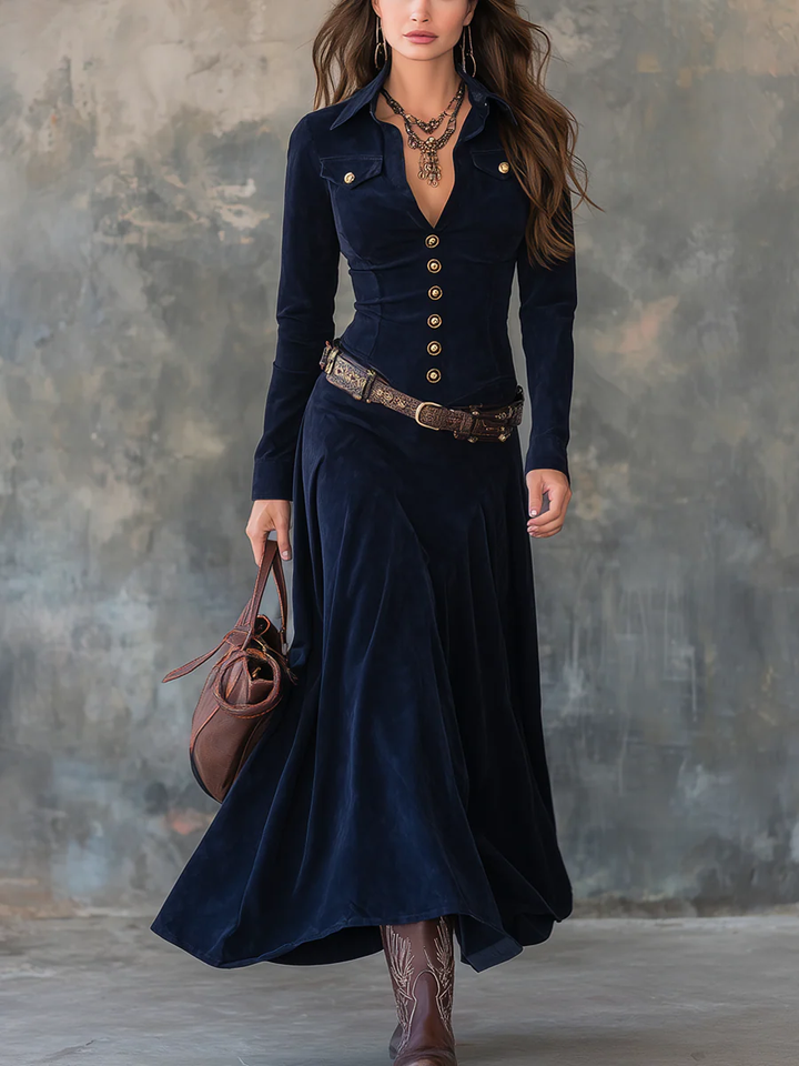 Jelissa - Suede Maxi Dress With Slit