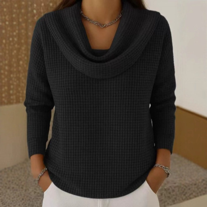 Danela - Elegant Waterfall Neckline Sweater