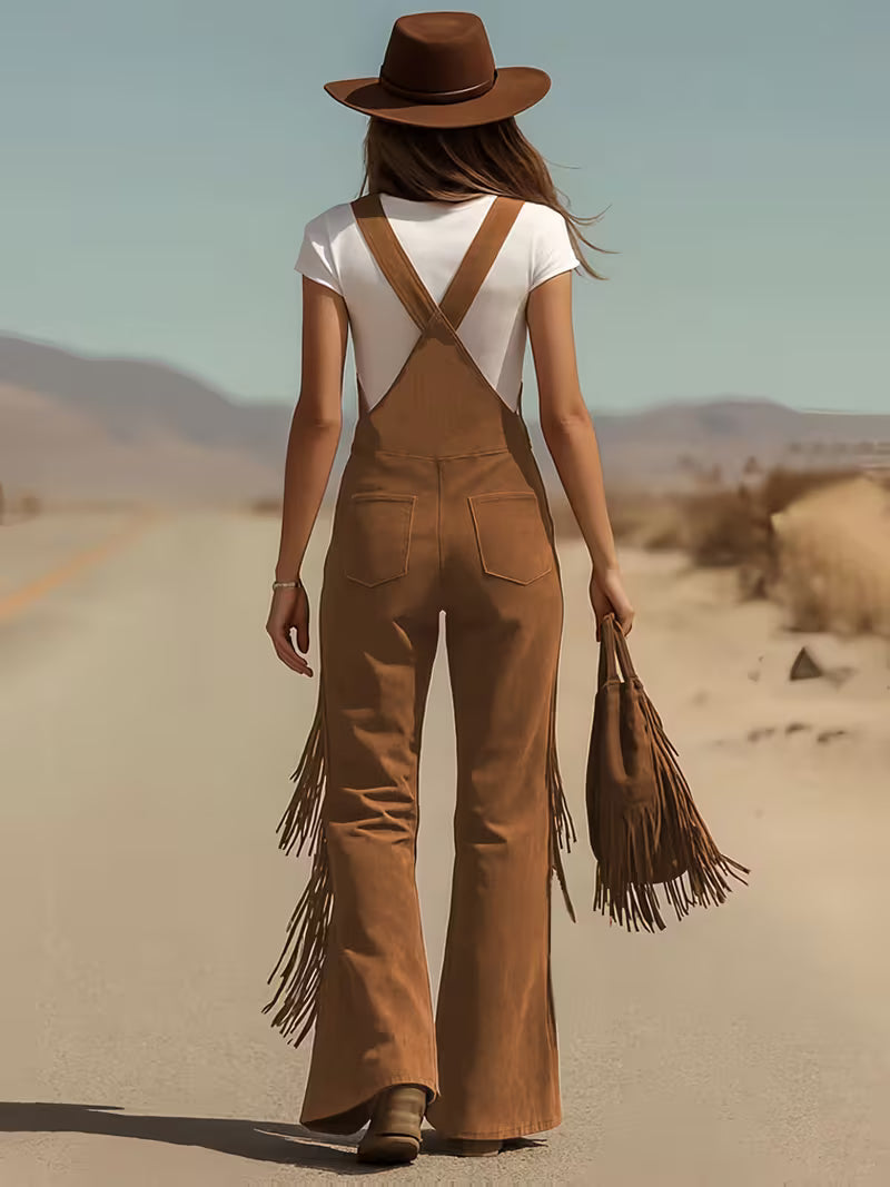 Ketiya - Wide Leg Cargo Pants With Fringe Trim