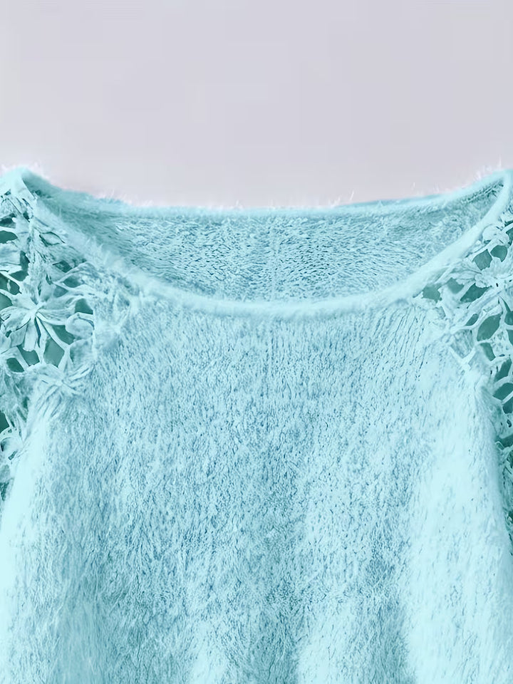 Dobrina - Hollow-Out Lace Off-Shoulder Sweater