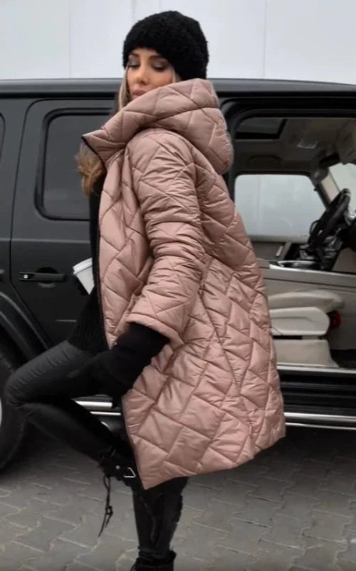 Nivelle - Long Hooded Zip-Up Quilted Coat