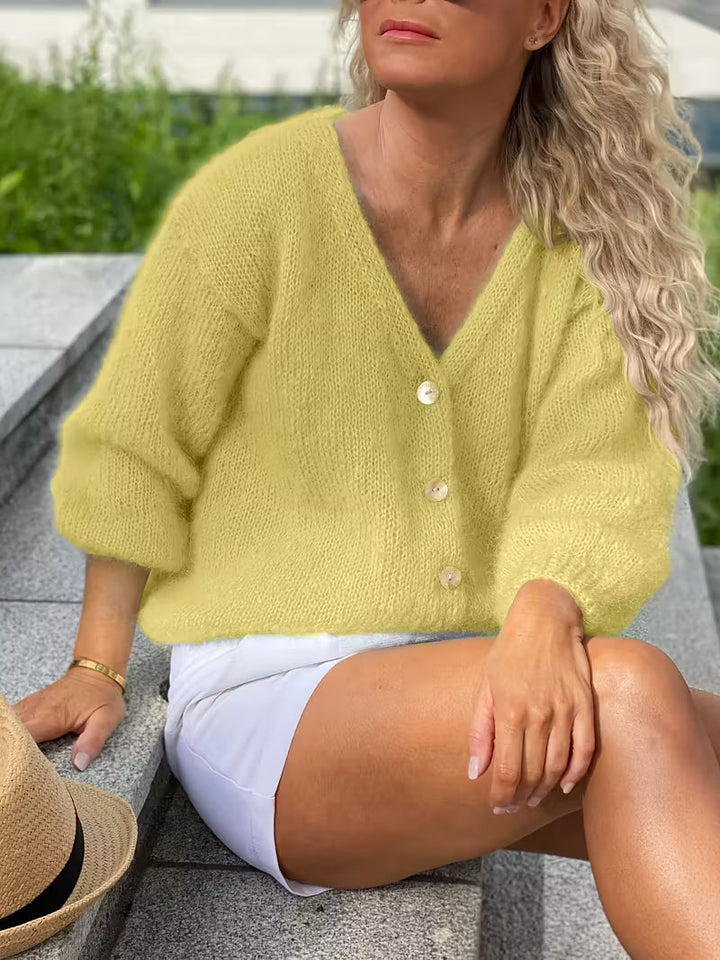 Hozanna - Long Sleeve Knitted Sweater With Button