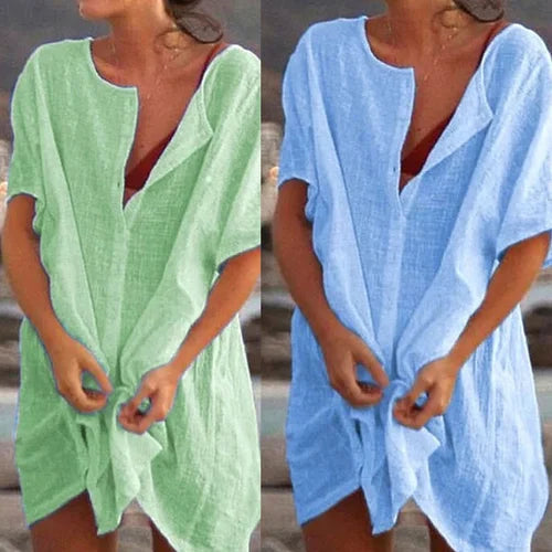 Anjini - Loose Beach Dress With Short Sleeve