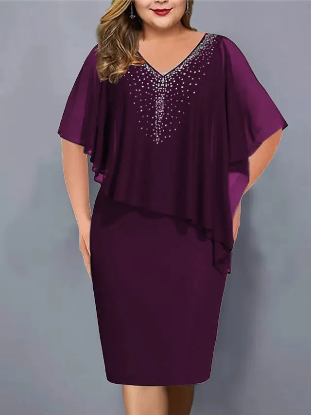 Kalista - Rhinestone-Embellished Chiffon V-Neck Dress