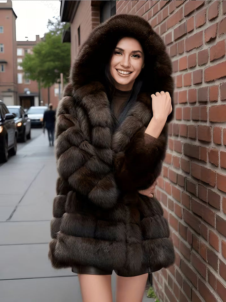 Opheina - Coat With Hood and Fur Texture